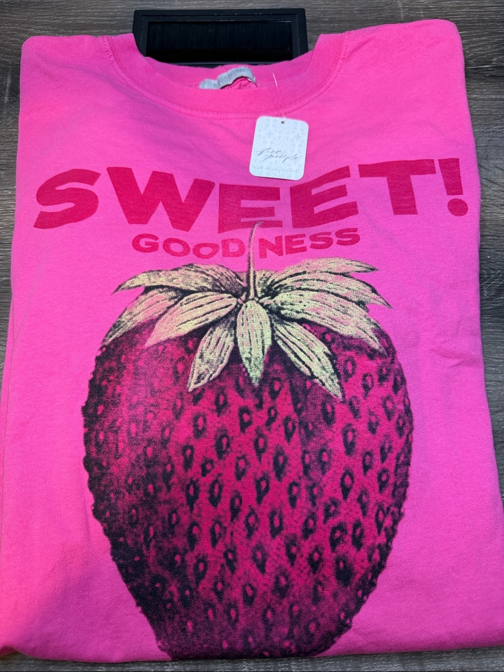 FREE PEOPLE Pink 'Sweet Goodness' Strawberry Graphic Tee - Picture 2 of 3